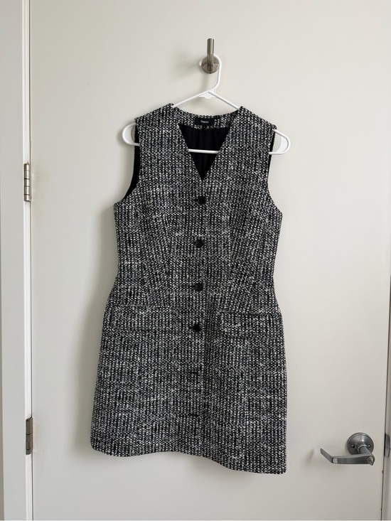 Theory Dresses & Skirts - Theory Black & White Tweed Sleeveless Shift Dress